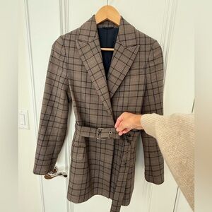 Brunello Cucinelli blazer, prince of wales check with belt. Size 36.